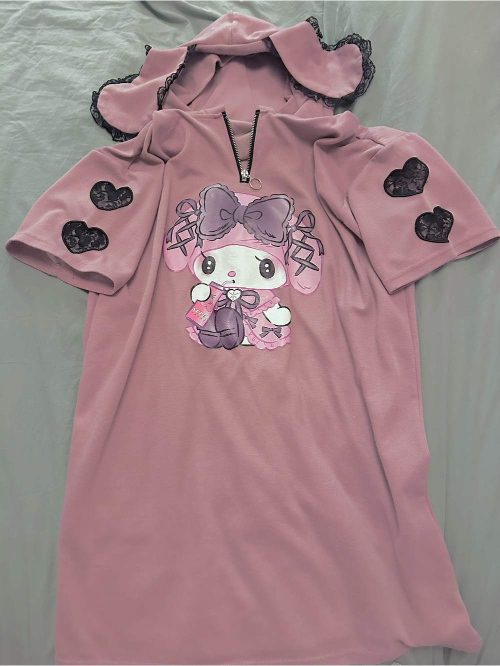 Avail x Sanrio My Melody Hoodie Dress with Lace Hearts